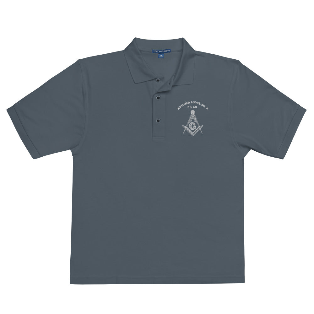 Arizona Lodge No. 2 Men's Premium Polo - White Lettering